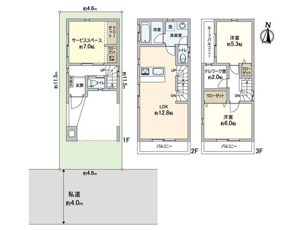 川口市芝2丁目 1号棟 間取図(平面図) 川口市芝2丁目 1号棟 間取図(平面図)