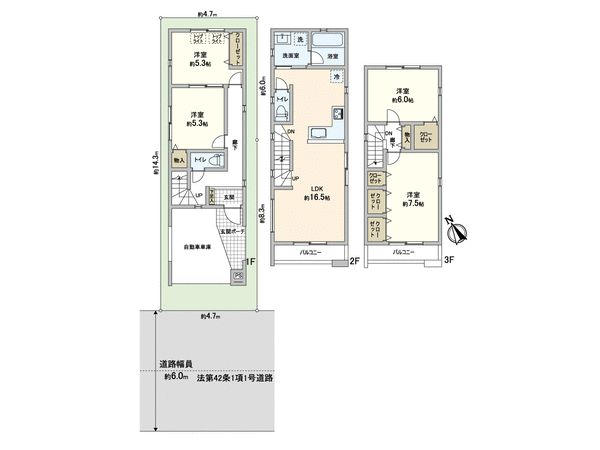 蕨市中央7丁目 3号棟 間取図(平面図) 蕨市中央7丁目 3号棟 間取図(平面図)