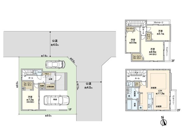 蕨市錦町3丁目 新築戸建 間取図(平面図) 蕨市錦町3丁目 新築戸建 間取図(平面図)
