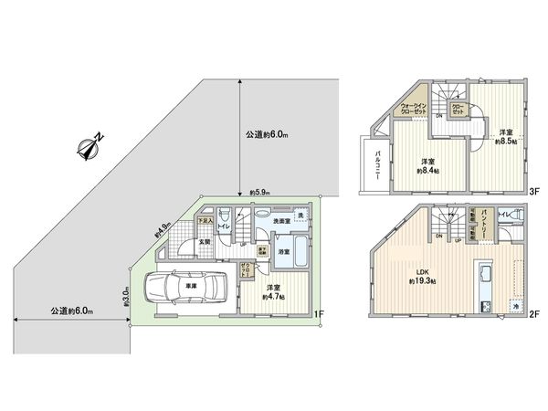 蕨市南町1丁目 新築戸建 1号棟 間取図(平面図) 蕨市南町1丁目 新築戸建 1号棟 間取図(平面図)