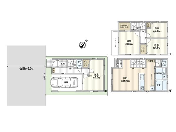 蕨市南町1丁目 新築戸建 3号棟 間取図(平面図) 蕨市南町1丁目 新築戸建 3号棟 間取図(平面図)
