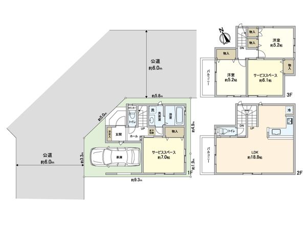 蕨市南町4丁目 A号棟 間取図(平面図) 蕨市南町4丁目 A号棟 間取図(平面図)