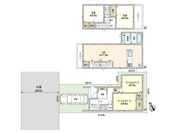 蕨市南町4丁目 C号棟 間取図(平面図) 蕨市南町4丁目 C号棟 間取図(平面図)