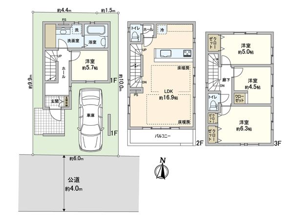 川口市芝1丁目 新築戸建 2号棟 間取図(平面図) 川口市芝1丁目 新築戸建 2号棟 間取図(平面図)