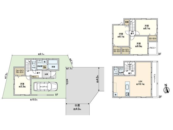 蕨市錦町2丁目 新築戸建 1号棟 間取図(平面図) 蕨市錦町2丁目 新築戸建 1号棟 間取図(平面図)