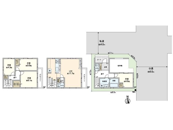 川口市芝2丁目 新築戸建 間取図(平面図) 川口市芝2丁目 新築戸建 間取図(平面図)