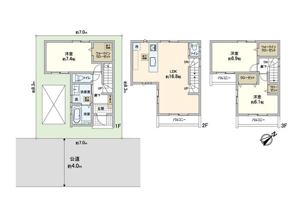 川口市大字芝 新築戸建 2号棟 間取図(平面図) 川口市大字芝 新築戸建 2号棟 間取図(平面図)
