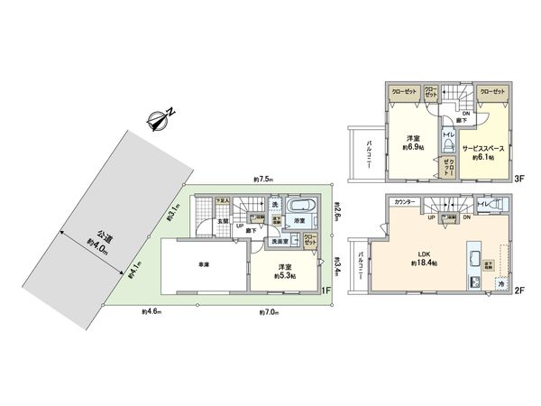 川口市大字芝 新築戸建 3号棟 間取図(平面図) 川口市大字芝 新築戸建 3号棟 間取図(平面図)