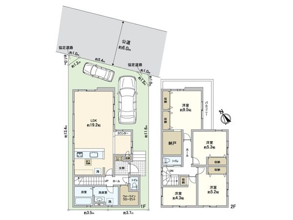 川口市前川2丁目 新築戸建 1号棟 間取図(平面図) 川口市前川2丁目 新築戸建 1号棟 間取図(平面図)