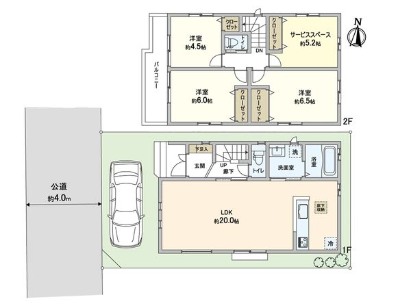 川口市前上町 新築戸建 1号棟 間取図(平面図) 川口市前上町 新築戸建 1号棟 間取図(平面図)