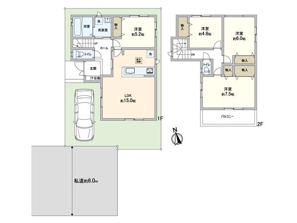 川口市大字安行領根岸 新築戸建 D号棟 間取図(平面図) 川口市大字安行領根岸 新築戸建 D号棟 間取図(平面図)
