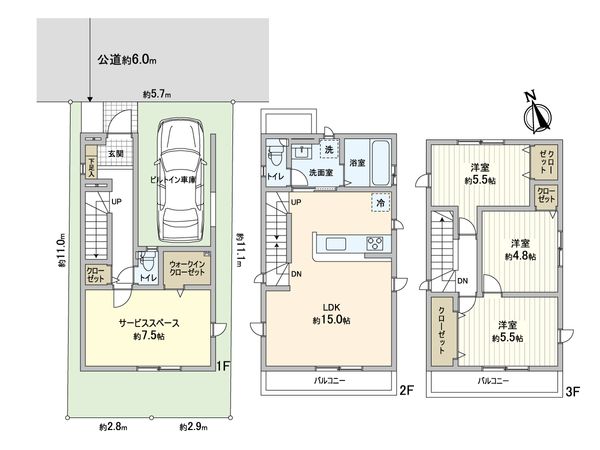 川口市上青木西4丁目 新築戸建 2号棟 間取図(平面図) 川口市上青木西4丁目 新築戸建 2号棟 間取図(平面図)