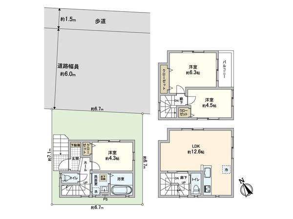 川口市芝西1丁目 新築戸建 間取図(平面図) 川口市芝西1丁目 新築戸建 間取図(平面図)