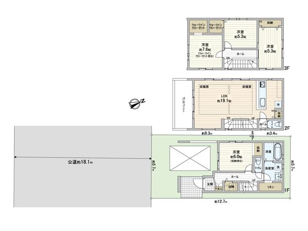 蕨市南町3丁目 新築戸建 1号棟 間取図(平面図) 蕨市南町3丁目 新築戸建 1号棟 間取図(平面図)
