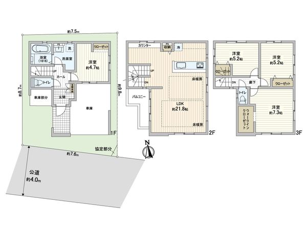 蕨市塚越3丁目 新築戸建 1号棟 間取図(平面図) 蕨市塚越3丁目 新築戸建 1号棟 間取図(平面図)