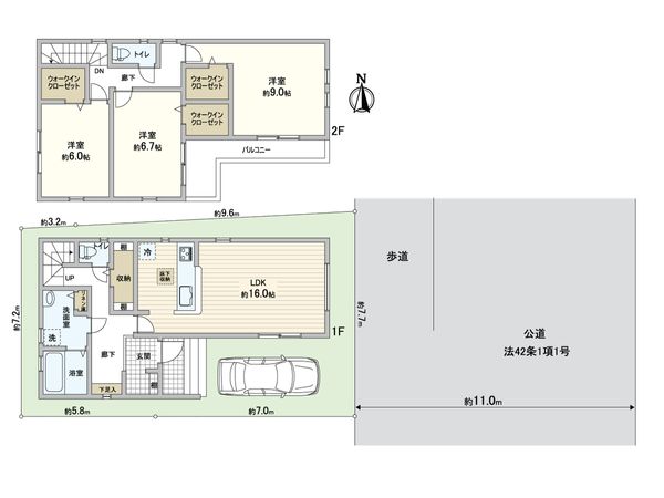 川口市上青木西3丁目 新築戸建 1号棟 間取図(平面図) 川口市上青木西3丁目 新築戸建 1号棟 間取図(平面図)