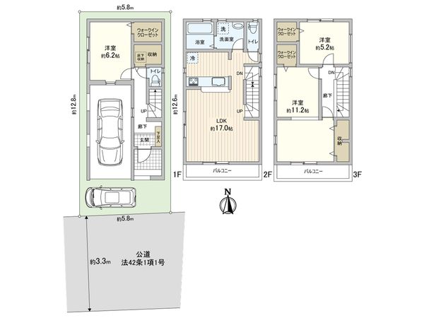 川口市上青木西3丁目 新築戸建 2号棟 間取図(平面図)