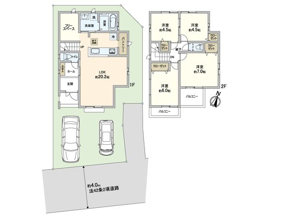 川口市大字安行領根岸 新築戸建 2号棟 間取図(平面図) 川口市大字安行領根岸 新築戸建 2号棟 間取図(平面図)