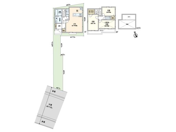 川口市上青木1丁目 新築戸建 1号棟 間取図(平面図) 川口市上青木1丁目 新築戸建 1号棟 間取図(平面図)