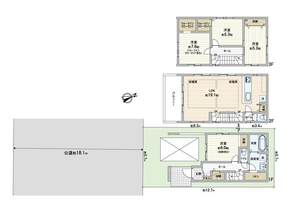 蕨市南町3丁目 新築戸建 1号棟 間取図(平面図) 蕨市南町3丁目 新築戸建 1号棟 間取図(平面図)