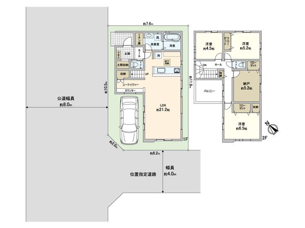 蕨市北町5丁目 新築戸建 1号棟 間取図(平面図) 蕨市北町5丁目 新築戸建 1号棟 間取図(平面図)