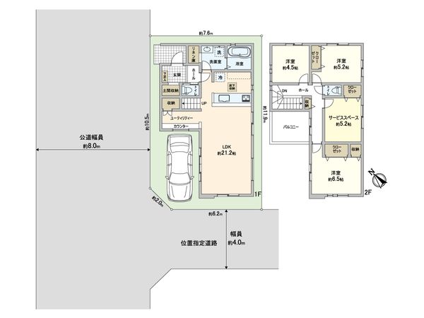 蕨市北町5丁目 新築戸建 1号棟 間取図(平面図) 蕨市北町5丁目 新築戸建 1号棟 間取図(平面図)