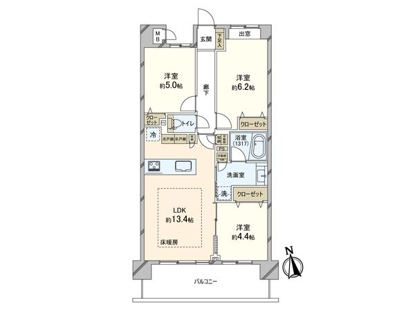 レリア蕨塚越 間取図(平面図)