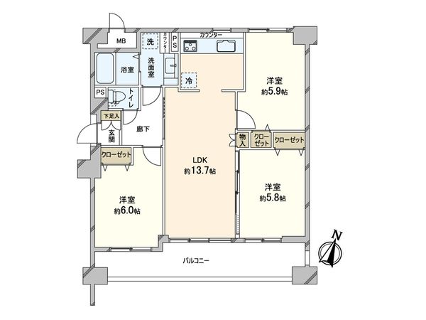 コスモ蕨 間取図(平面図) 間取図(平面図)