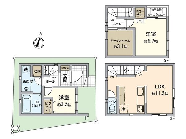磯子区東町(新築戸建)A号棟 間取図(平面図)
