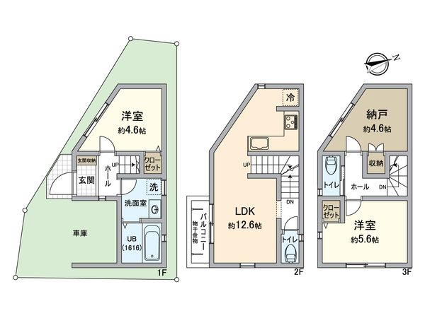 中区山元町3丁目(新築戸建)A号棟 間取図(平面図) 中区山元町3丁目(新築戸建)A号棟 間取図(平面図)