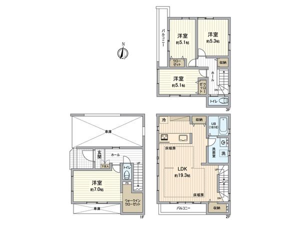 中区本牧元町(新築戸建) 間取図(平面図) 中区本牧元町(新築戸建) 間取図(平面図)