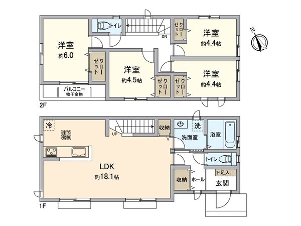 中区本牧大里町(新築戸建)A号棟 間取図(平面図)