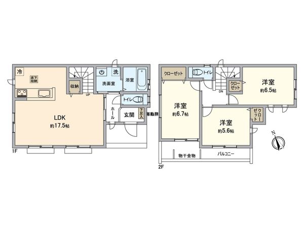 中区本牧大里町(新築戸建)B号棟 間取図(平面図)