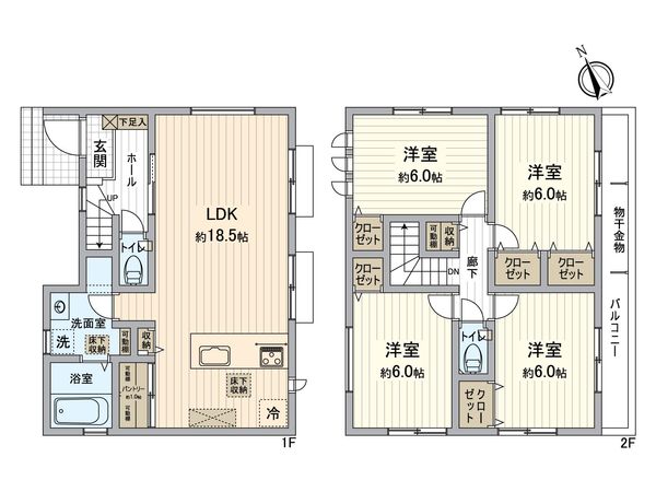 中区鷺山(新築戸建) 間取図(平面図) 中区鷺山(新築戸建) 間取図(平面図)
