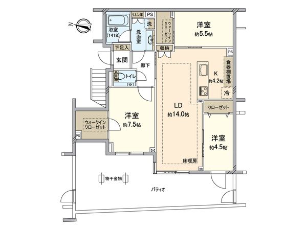 バースヒル溝の口リベルテA 間取図(平面図) バースヒル溝の口リベルテA 間取図(平面図)