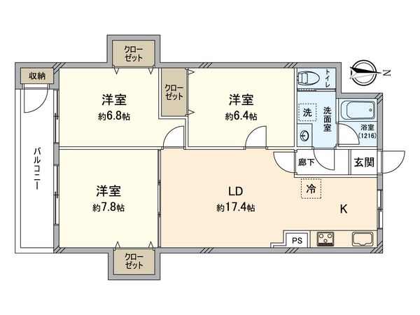 三ッ沢マンション 間取図(平面図) 三ッ沢マンション 間取図(平面図)
