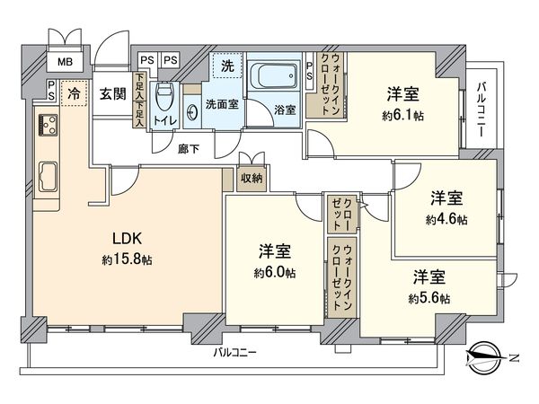 新本牧壱番館 間取図(平面図)