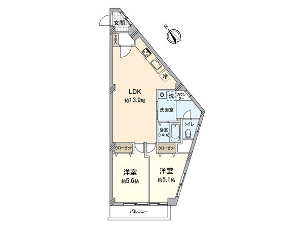 山手町マンション 間取図(平面図) 山手町マンション 間取図(平面図)