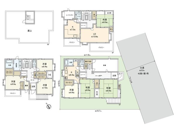 竹の塚1丁目戸建 間取図(平面図) 竹の塚1丁目戸建 間取図(平面図)