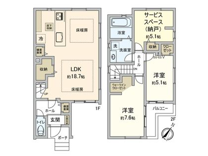 足立区伊興本町1丁目新築戸建 3号棟 間取図(平面図)
