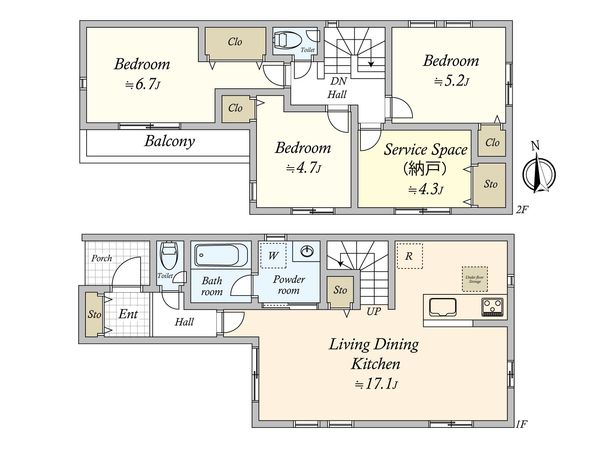 花畑3丁目新築戸建 2号棟 間取図(平面図) 間取図(平面図)
