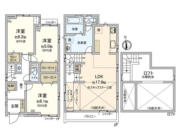 足立区鹿浜5丁目新築戸建 3号棟 間取図(平面図) 足立区鹿浜5丁目新築戸建 3号棟 間取図(平面図)