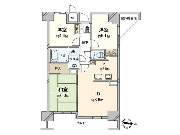 アクシルコート竹の塚 間取図(平面図) アクシルコート竹の塚 間取図(平面図)