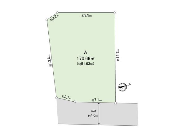 緑区下九沢 土地 1区画 区画図
