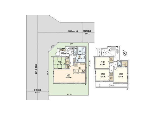 緑区西橋本3丁目 新築戸建 間取図(平面図) 間取図(平面図)