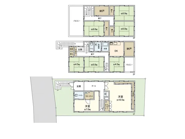 間取図（８ＤＫ＋Ｓ）のひろびろ間取