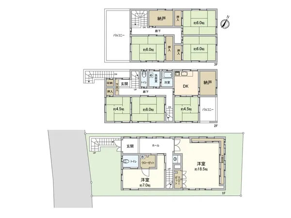 間取図（８ＤＫ＋Ｓ）のひろびろ間取