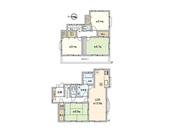相模原市中央区上溝 戸建 間取図(平面図) 相模原市中央区上溝 戸建 間取図(平面図)