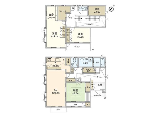 中央区横山3丁目 戸建 間取図(平面図) 中央区横山3丁目 戸建 間取図(平面図)
