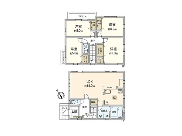 中央区宮下本町1丁目新築戸建 2号棟 間取図(平面図) 中央区宮下本町1丁目新築戸建 2号棟 間取図(平面図)